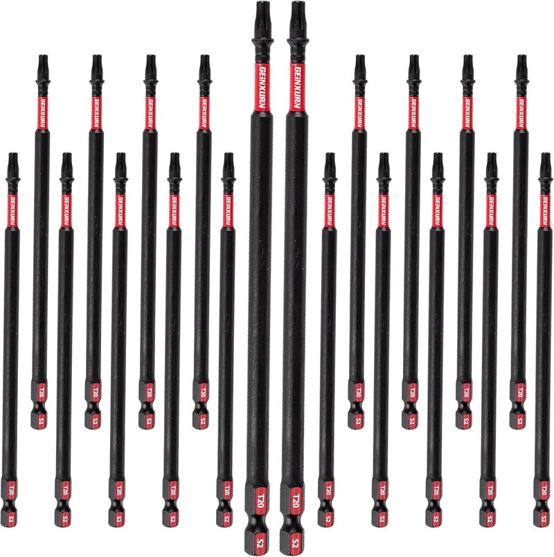 GEINXURN 20Pack Impact Tough #20 Torx 6 in. Insert Driver Bits, Magnetic T20 Head Power Bits, S2 Alloy Steel T20 Screwdriver Bits Set Bulk - Image 1